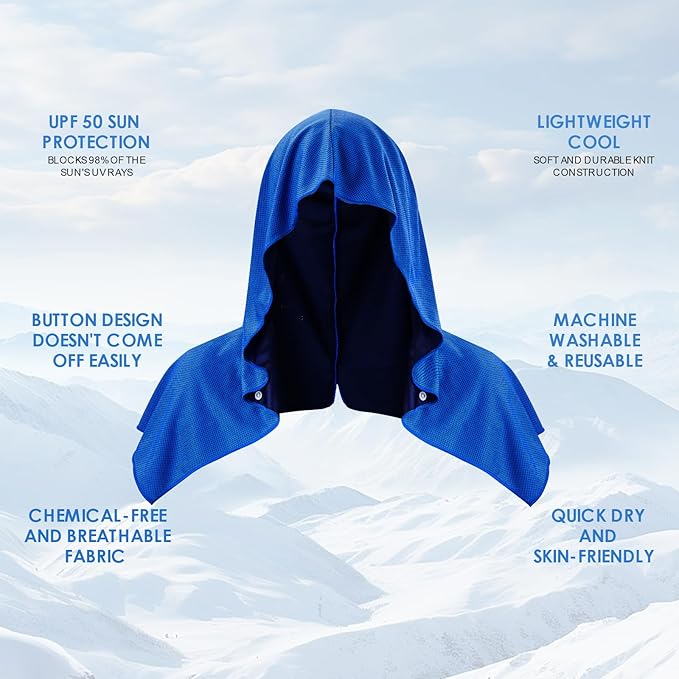 4 Pack Cooling Hoodie Towels for Neck and Face, UPF 50 Sun Protection & Instant Cooling, Ice Towels for Hot Weather, Soft Breathable Towel for Sport, Work Out, Gym, Camping & More Activities