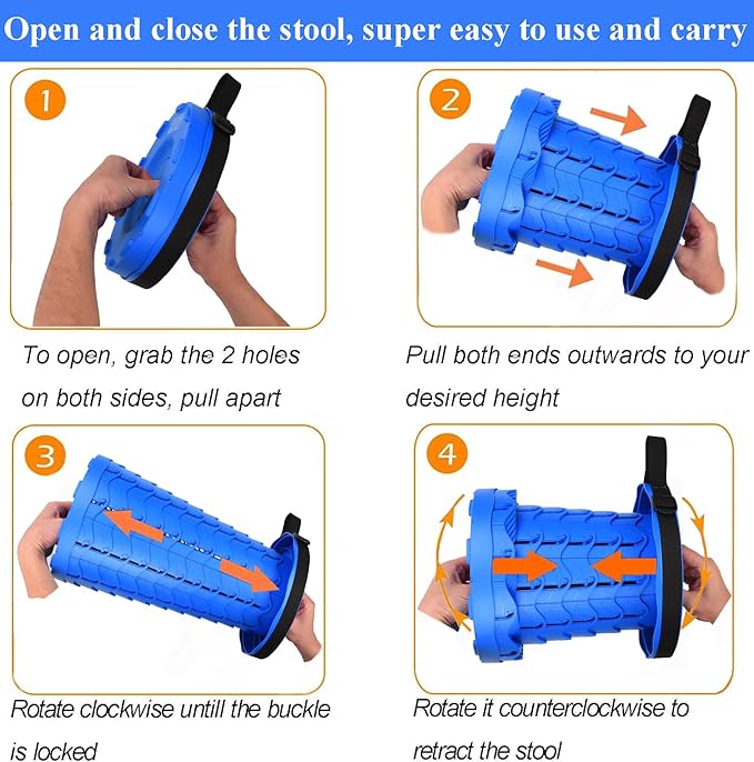 Fishboy Upgraded Collapsible Stool, 400lbs Max Weight, Lightweight But Sturdy, Portable Retractable Folding Telescoping Foldable Camping Stool for Adults Outdoor Fishing Hiking Gardening Travel BBQ