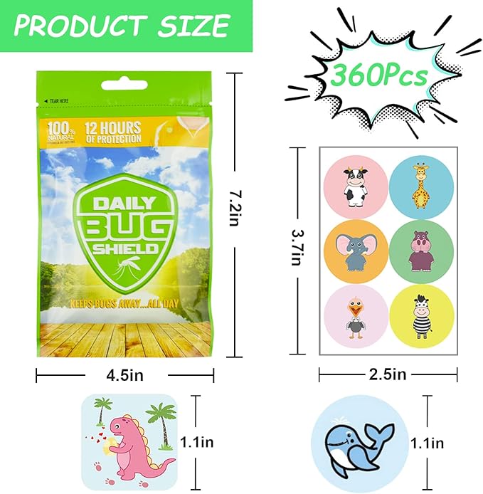 360 Pack Mosquito Repellent Patches Stickers for Kids Adult Outdoor Indoor Travel, Natural Plant Based Ingredients Mosquito Stickers for Outdoor Travel Camping Hiking