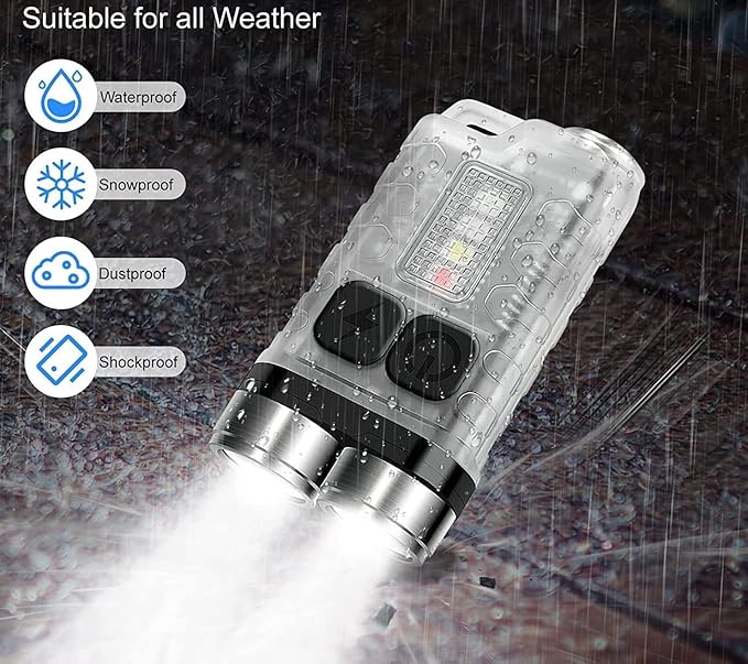 Mini Flashlight, 900 High Lumen Keychain EDC Flashlight, Super Bright Pocket USB Rechargeable Small Tactical Handheld LED Flash Light with Magnetic Waterproof for Camping, Hiking, Emergencies