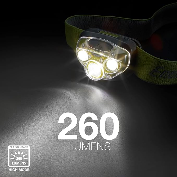 Energizer LED Headlamp Pro260, Rugged IPX4 Water Resistant Head Light, Ultra Bright Headlamps for Running, Camping, Outdoor, Storm Power Outage (Batteries Included)