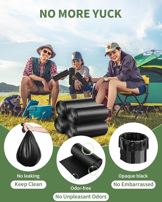 100 Portable Toilet Bags, Thick Biodegradable Camping Toilet Bags for Portable Potty, 8 Gal Compost Toilet Waste Bags Potty Bags for 5 Gallon Bucket Toilet Seat Adults Outdoor, 1.1 Mil