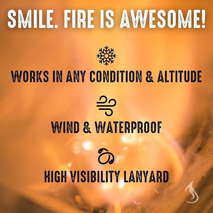 3" Ferro Rod Fire Starter Survival Tool | 3,500+ Strikes, High Visibility Paracord Lanyard, Windproof & Waterproof Flint and Steel, Camping and Survival Fire Starter