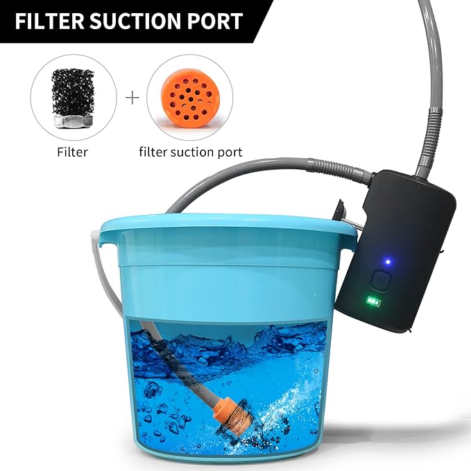 Portable Camping Shower Set, Built-in 4400mAh,USB Rechargeable Waterproof Battery Shower Pump+Collapsible Bucket for Family Camp Hiking Backpacking Travel Beach Pet Flowering, Outdoor Water System