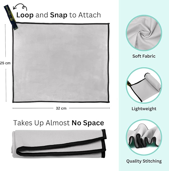 Backpacking Ultralight Quick Dry Microfiber Soft Fast Drying Hand and Face Towel Wash Cloth Camping Yoga Hiking Active Lifestyle Small (Gray)