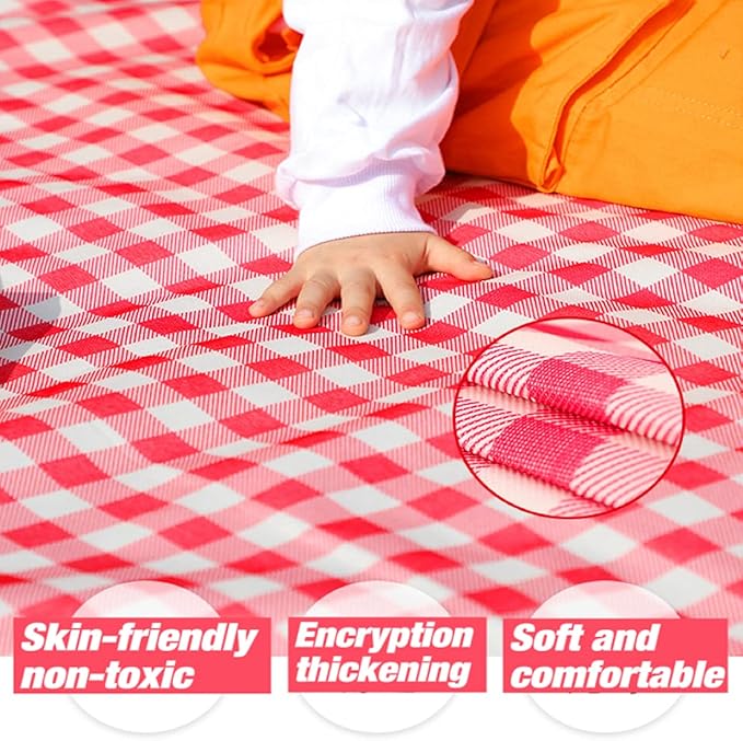 K Y KANGYUN Outdoor Picnic Blankets, Extra Large Beach Blanket, Foldable Lightweight Waterproof Sand Mat, Picnic Blanket 80" x 60" for Beach Camping Hiking Park Patio (Red, 80x60 inch)