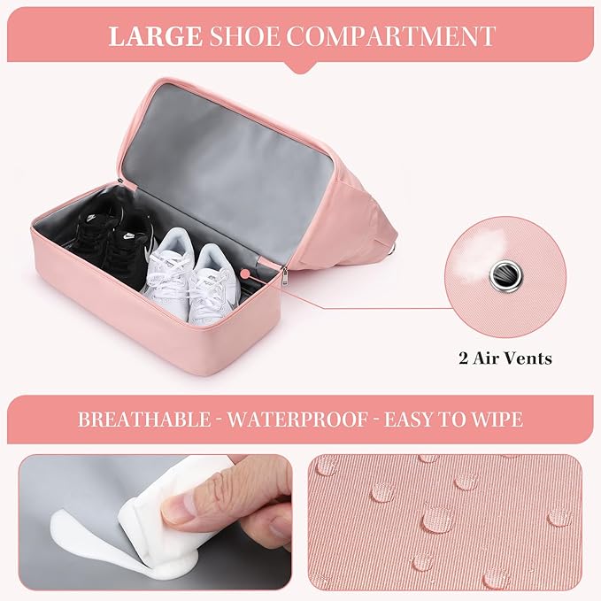 Maelstrom Gym Bag for Women,40L Travel Duffel Bag with Shoes Compartment and Wet Pocket,Waterproof Carry On Weekender Bag,Sport Gym Tote Bags Swimming Yoga, Hospital Holdalls-Pink