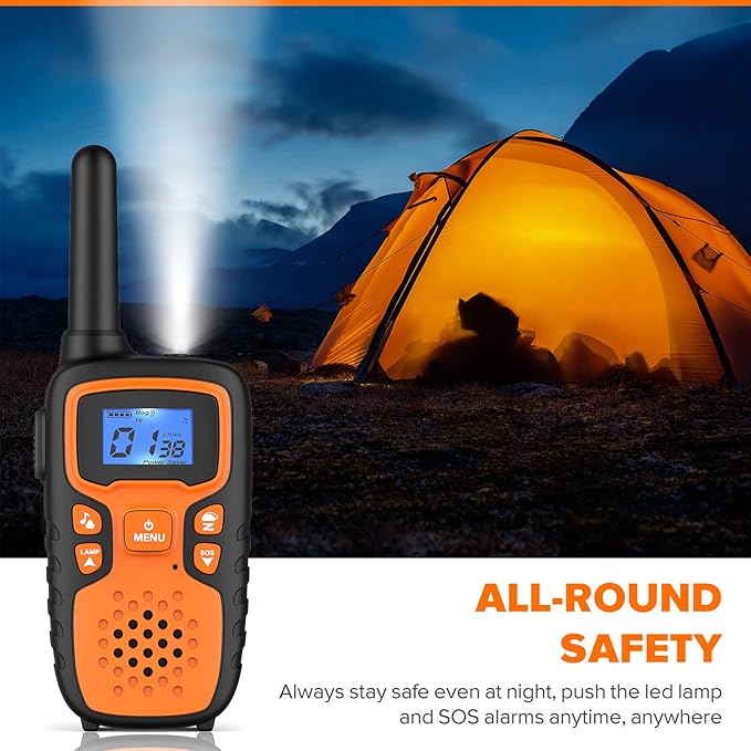 Wishouse Walkie Talkies for Adults Long Range-Handheld 2 Way Radios Rechargeable,Hiking Accessories Camping Gear Xmas Birthday Gift for Kids with Lamp,SOS Siren,NOAA Weather Alert,Easy to Use 3 Pack