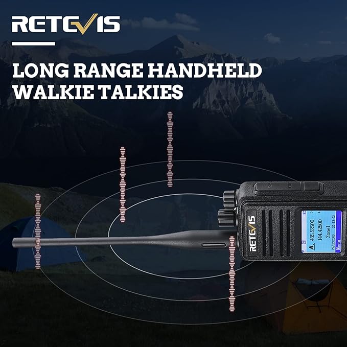 Retevis RT3S DMR Radio, Dual Band Radio, Digital 2 Way Radio, Dual Time Slot 2000mAh Dual Band Scanning SMS Emergency Alarm, Long Range Handheld Walkie Talkie for Camping Traveling(1 Pack)