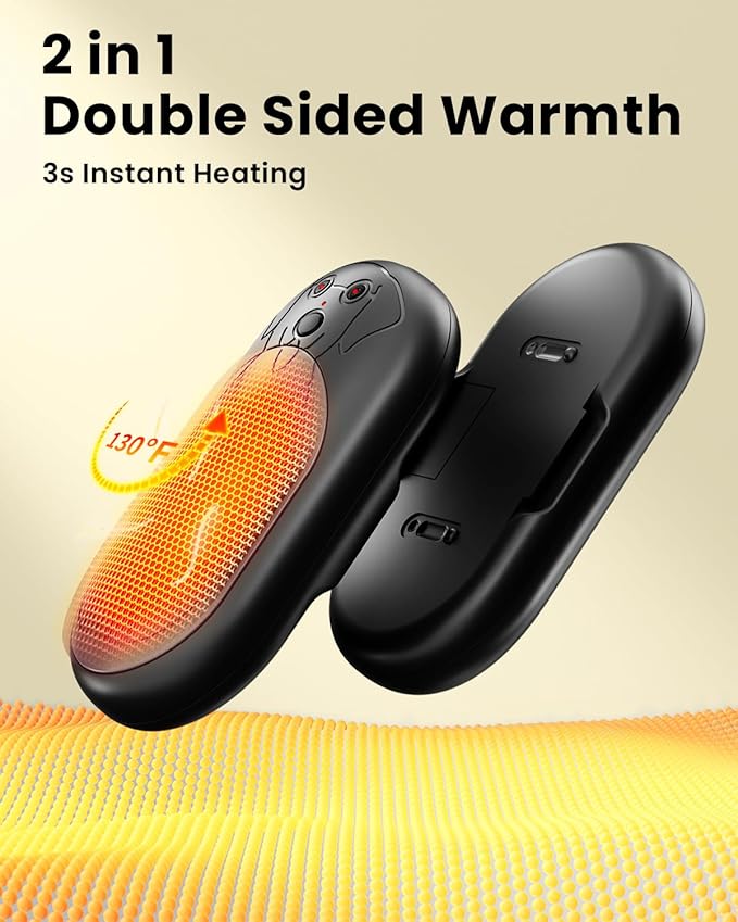 Electric Hand Warmers Rechargeable 2 Pack, 3000Mah*2 Portable Hand Warmer Battery Operated, Fun & Practical & Useful Gifts for Men Chrismas, Outdoor Camping Gifts, Hunting Accessories and Gear