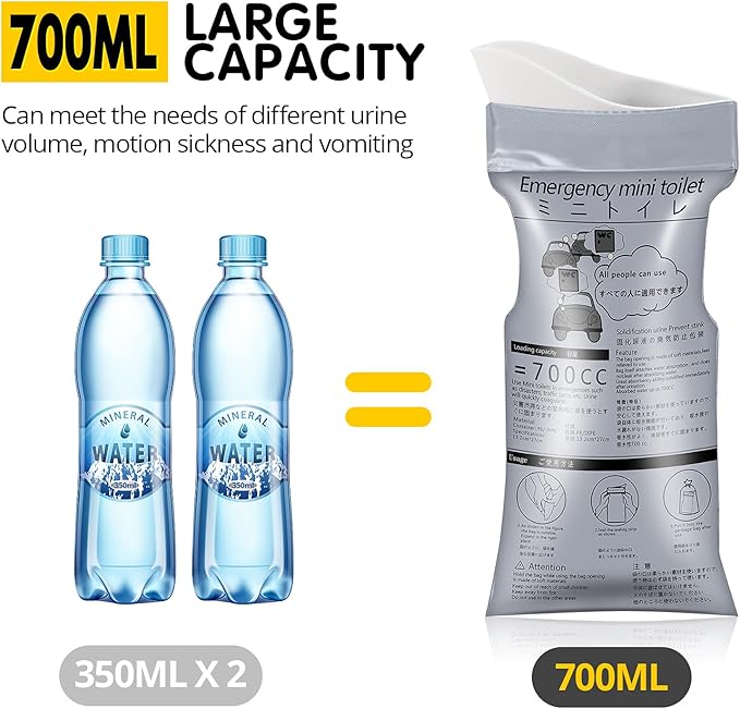 Emergency Portable Urine Bag, 6/10/20 Pack Travel Urinal Bag, Unisex Urinal Bag, Disposable Urine Bag Suitable for Camping, Travel, Traffic Jams, Pregnant Women, Children, Patients