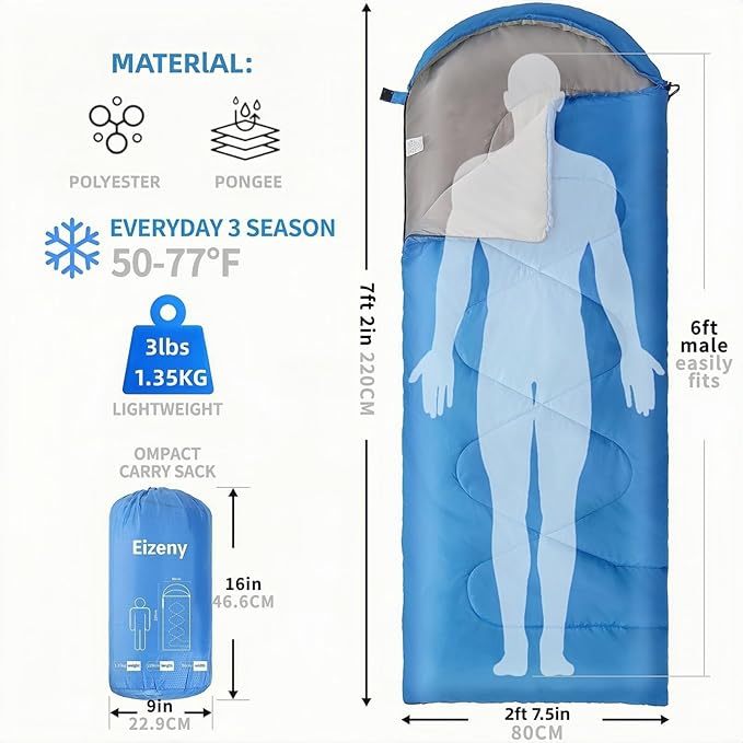 Sleeping Bags for Adults Kids,Lightweight Waterproof Compact Sleeping Bag with Stuff Sack for Warm Camping Cold Hiking Traveling Outdoor Activities