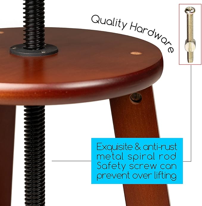 MEEDEN Wooden Drafting Stool with Adjustable Height, Artist Stool,Office Studio Stool, Up to 220 Lbs,German Beech Wood, Perfect for Artists Studio,Home Use,Kitchen,Bars