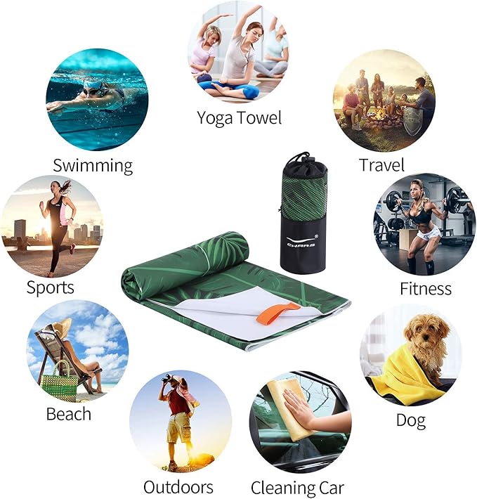 CHARS Microfiber Quick Drying Beach Towel Super Absorbent & Sand Free Towel for Kids Teens Adults Travel Gym Camping Pool Yoga Outdoor and Picnic(63"×31"/63"×39")