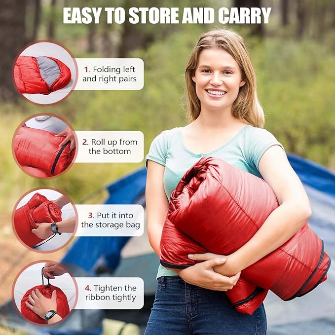 OBTANIM Sleeping Bags Portable Waterproof Camping Sleeping Bag for Adults Kids 4 Seasons Cold Weather or Warm Backpacking Hiking Mountaineering Indoor Outdoor Use