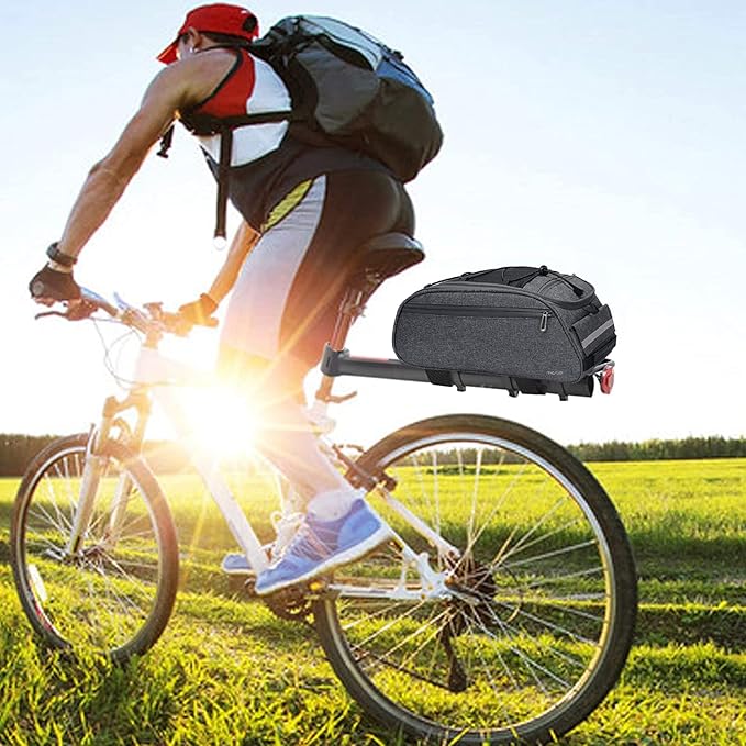 MOSISO Bike Rack Bag, Waterproof Bicycle Trunk Pannier Rear Seat Pouch Cycling Bike Carrier Backseat Storage Luggage Saddle Shoulder Bag