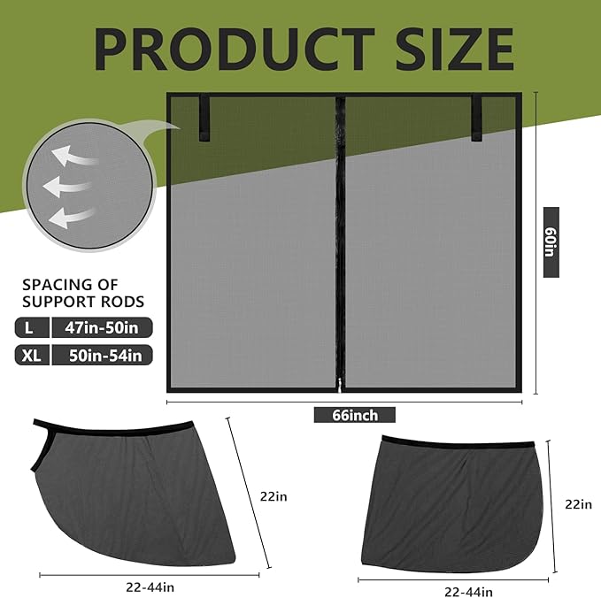 Yahenda 5 Pcs Car Camping Tailgate and Window Shades Set Car Camping Net Screen for Windows Stretchy Front Rear Sun Shade Breathable Stretch Window Screen for Privacy Mosquito(XL)