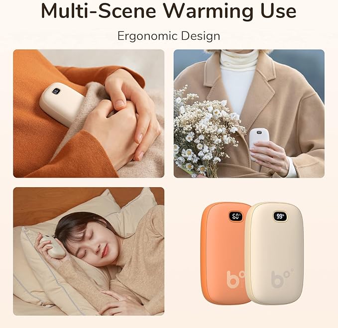 JISULIFE Hand Warmers Rechargeable with 9000mAh Backup Power Bank, Electric Hand Heater, Reusable Battery Operated Hand Warmer, Winter for Women/Men/Camping/Fishing/Hunting