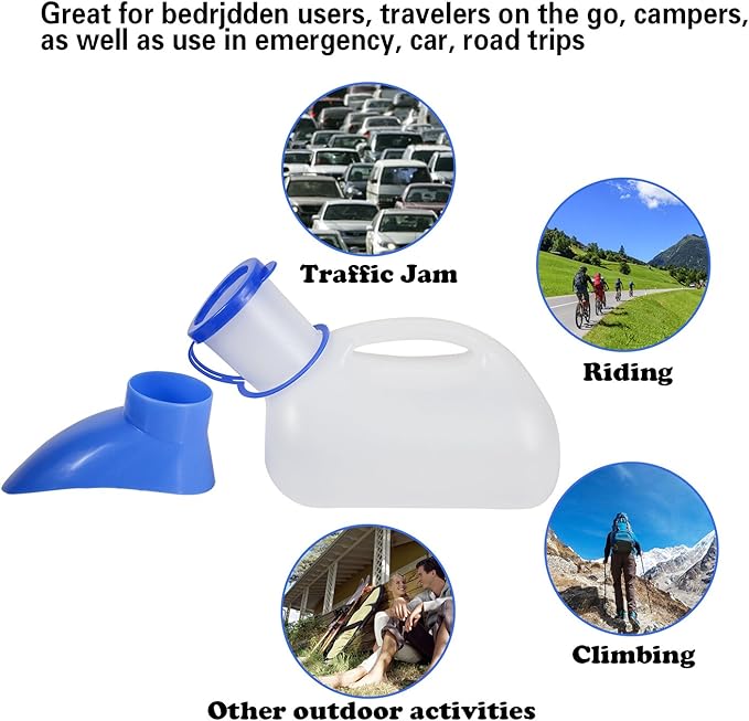 AWOKEN Unisex Urinal, Portable Toilet Urinal for Men and Women, Pee Bottle with a Sealed Lid and Funnel for Elderly Kids and Patients for Camping Outdoor Travel