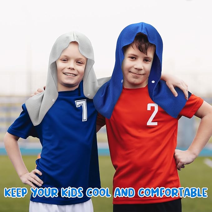 Hosuly 12 Pack Kids Mini Cooling Hoodie Towels Breathable Soft Absorbent Hooded Chilly Towel for Neck and Face Quick Drying UV Sun Protection Cooling Neck Wraps for Sport Workout Camping(Bright)