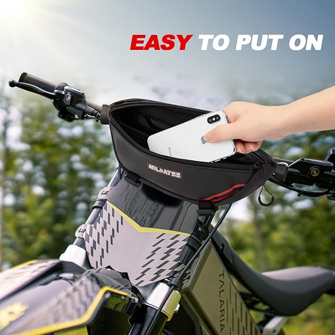 Dirt Bike Handlebar Bag - Waterproof & Durable Motorbike Tool Bags, Fits Light Bee Sur Ron S/X/ X160/ X260 Segway Talaria Sting, Secure Storage for Keys, Wallet & Phone