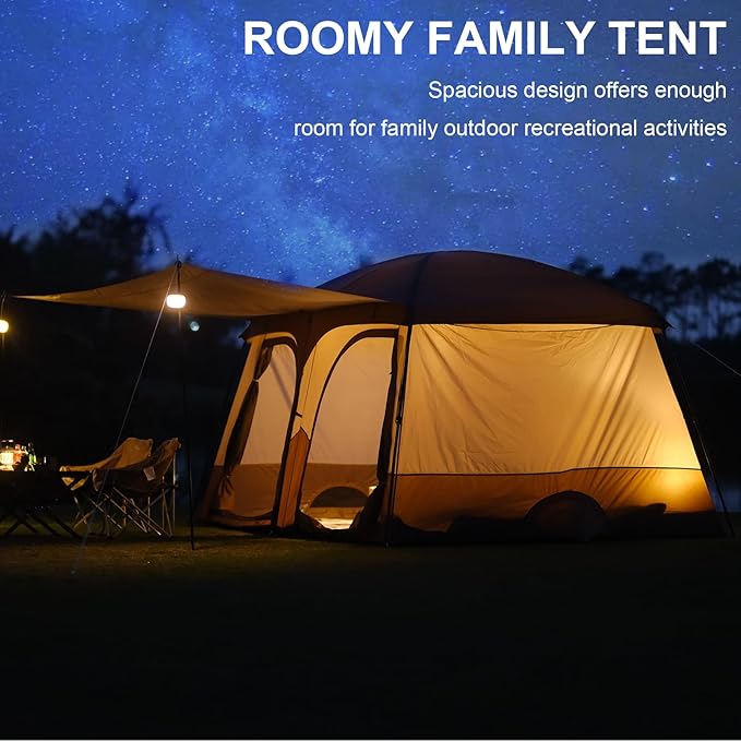 Vidalido Tents,3-4 Person Camping Tent with Extended Vestibule,Weather Resistant Family Tents with Breathable Mesh Windows,Easy Install Waterproof Outdoor Tent for Backpacking and Camping Hiking