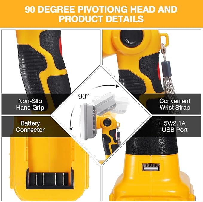 YEX-BUR 40W 4200LM LED Work Light for Dewalt 20v Battery, Handheld Flashlights Spotlight Floodlights for Men for Car Repairing, Camping, Emergency