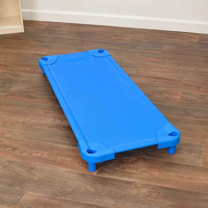 Children’s Factory Value Line Nap Cots, Kids Daycare and Preschool Sleeping Cot, Standard Size, Set of 4, Blue