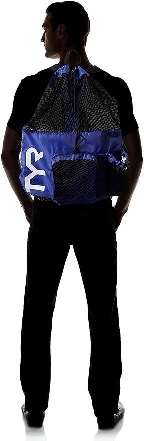 TYR Big Mesh Mummy Backpack for Swim, Gym and Workout Gear, Royal Blue, 40-Liter Capacity