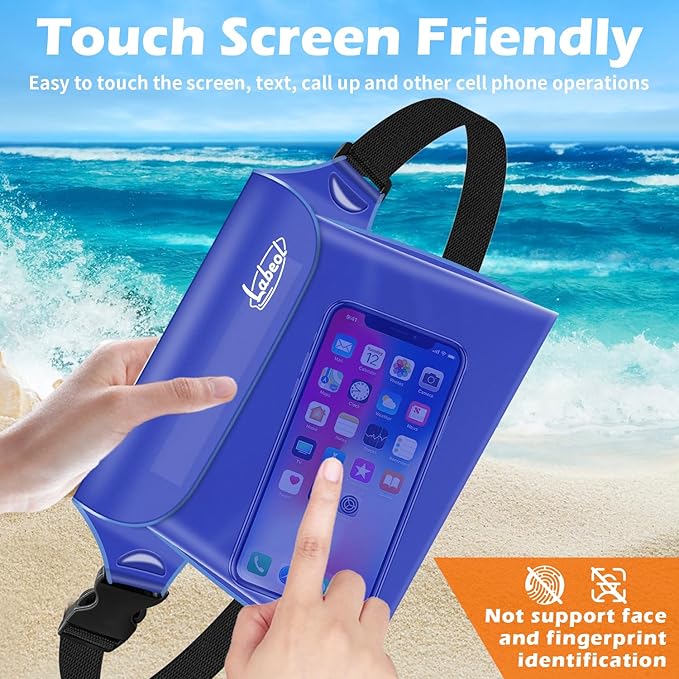 Labeol Waterproof Phone Pouch, 3 Pack With Waist Strap, Fanny Pack to Keep Valuables Dry, Beach Accessories for Swimming Kayaking Boating Fishing