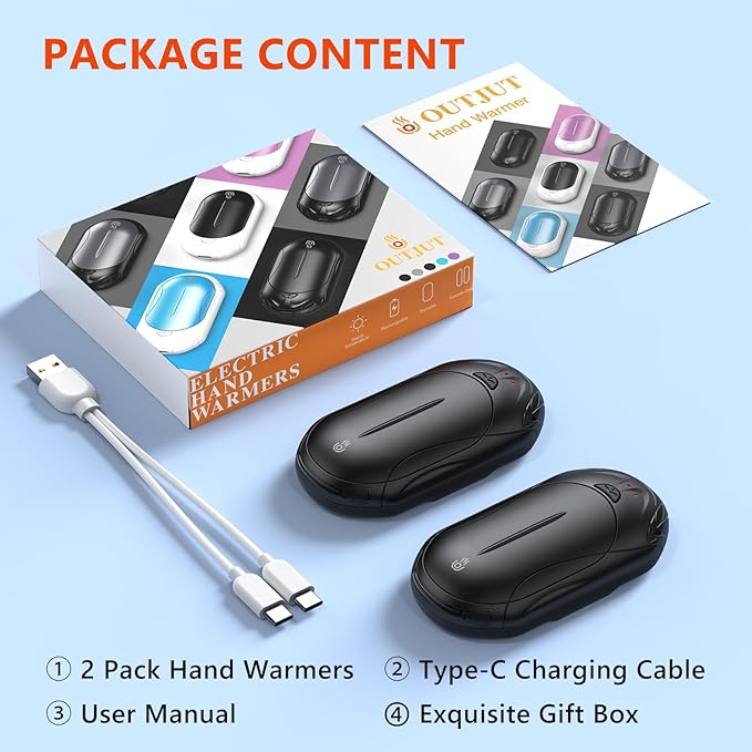Rechargeable 6000mAh Pocket Hand Warmers - 20Hr Heating, Portable for Outdoor Sports, Camping, Hunting - Warm Gifts for Men, Women