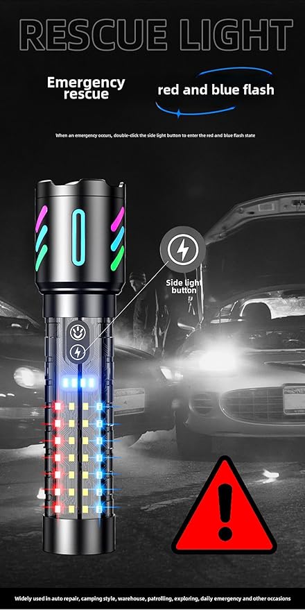 Rechargeable Flashlights High Lumens, 2,000,000 Lumens Handheld LED Flashlight 5 Modes, Zoomable, IPX6 Waterproof Powerful Tactical Flashlight for Emergencies, Camping, Hiking