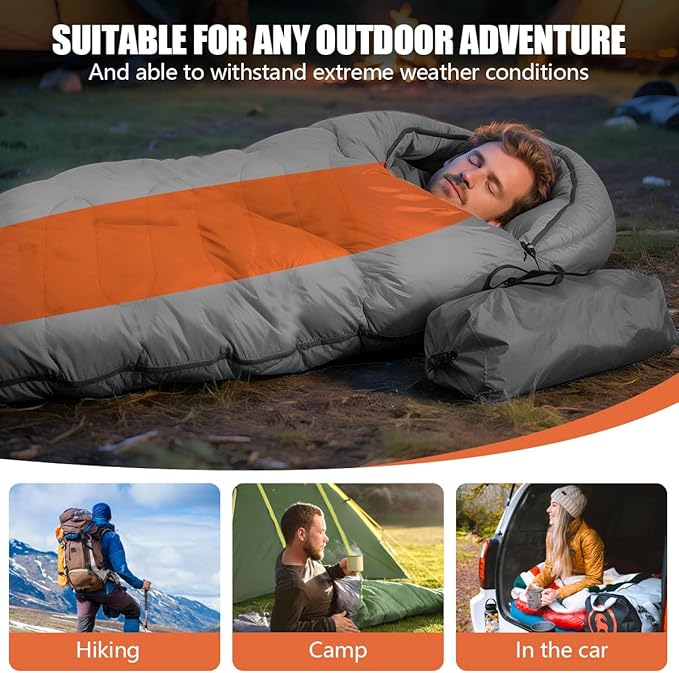 OBTANIM Sleeping Bags Portable Waterproof Camping Sleeping Bag for Adults Kids 4 Seasons Cold Weather or Warm Backpacking Hiking Mountaineering Indoor Outdoor Use