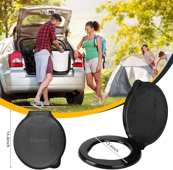 Glenmal 2 Pcs Emergency Portable Toilet Seat for 5 Gallon Bucket Outdoor Toilet Bucket Seat with Lid Toilet Cover for Camping Hiking Adults Kids