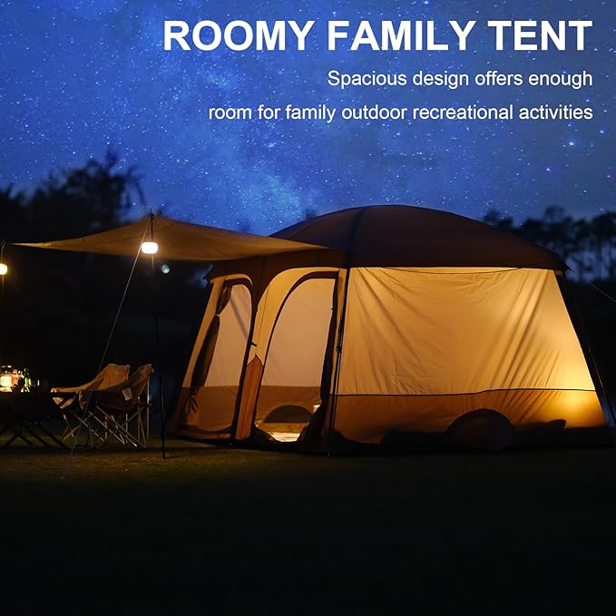 Vidalido Tents,3-4 Person Camping Tent with Extended Vestibule,Weather Resistant Family Tents with Breathable Mesh Windows,Easy Install Waterproof Outdoor Tent for Backpacking and Camping Hiking