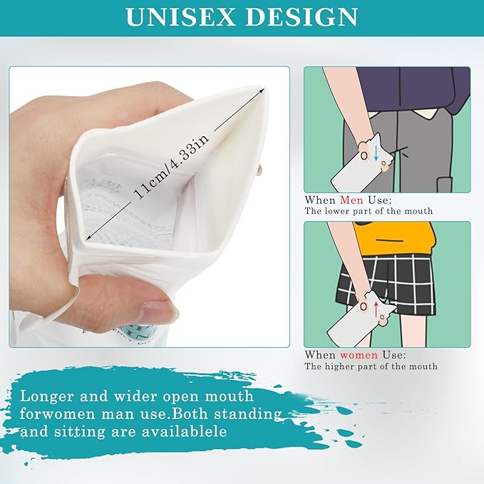 Disposable Urinal Bag, Emergency Disposable Urinal Bags, 750CC 10Pack Portable Camping Pee Bag, Vomit Bag, Unisex Urine Bag for Traffic Jams, Camping, Hiking, Pregnant, Patient, Kids