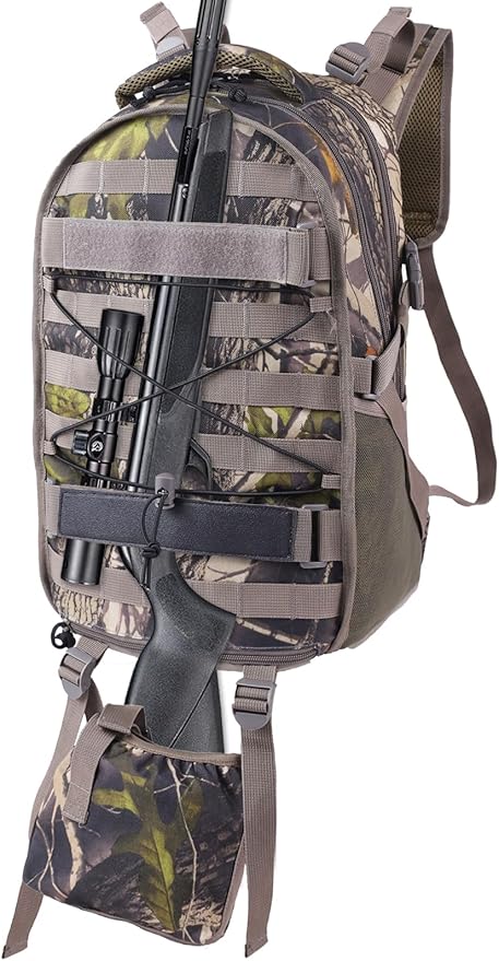 Hunting Backpack with Waterproof Rain Cover Camo Backpack with Bow and Rifle Holder for Camping,Hiking