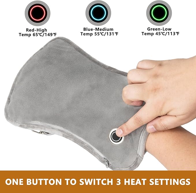 Hand Warmers Rechargeable, 10000mAh Electric Heated Gloves Power Bank Portable Graphene Handwarmers Pouch with 3 Levels & Double-Sided Heating for Hunting Camping Golf Xmas Gifts for Women Men Kids