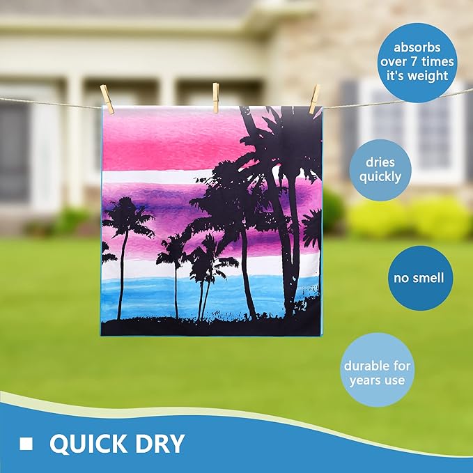 WELTRXE Microfiber Beach Towel Fast Drying, Large 63" x 31.5" Sand Free Beach Towel Adults Kids Oversized Thin Compact Lightweight Pool Towels for Swim, Travel, Camping, Picnic, Yoga, Gym, Sports