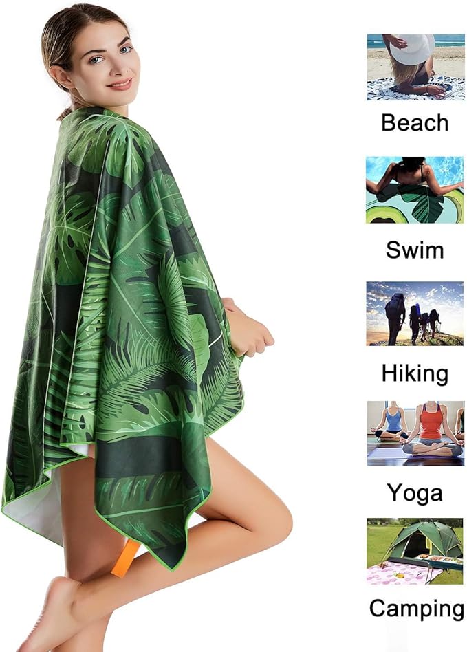 CHARS Microfiber Quick Drying Beach Towel Super Absorbent & Sand Free Towel for Kids Teens Adults Travel Gym Camping Pool Yoga Outdoor and Picnic(63"×31"/63"×39")