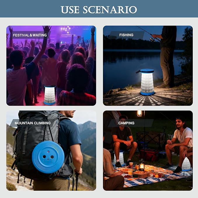 White Light Collapsible Folding Lightweight Portable Camping Stool, Collapsible Outdoor Chair for Camping, Hiking, BBQ, Fishing, Music Festivals