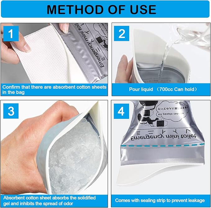 Disposable Emergency Urinal Bag, 8/12/20/24 Pack Portable Camping Pee Bags, Travel Pee Bags, Traffic Jam Emergency Portable Urine Bag, Vomit Bags, for Men Women Kids Children Patient