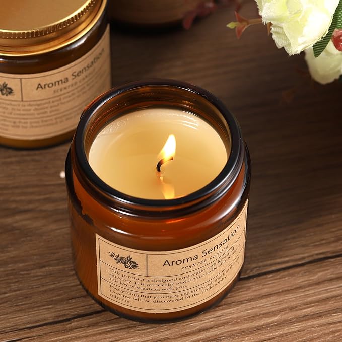 Jeffbaubl 6 Pack Candles for Home Scented,Scented Candles Gifts for Women,Aromatherapy Candles,3.5 OZ Amber Jar Candles,Long Lasting Candles,Candles Gift Set for Birthday Valentine Present