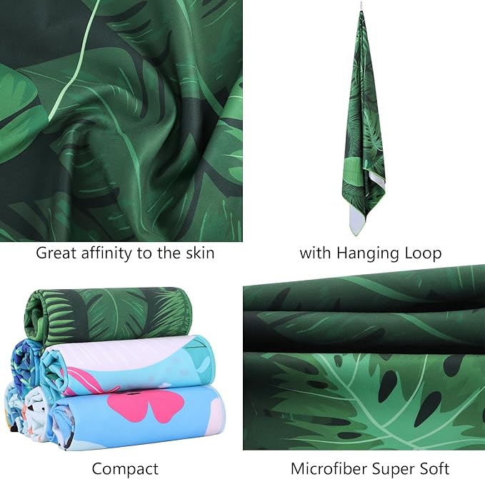 CHARS Microfiber Quick Drying Beach Towel Super Absorbent & Sand Free Towel for Kids Teens Adults Travel Gym Camping Pool Yoga Outdoor and Picnic(63"×31"/63"×39")