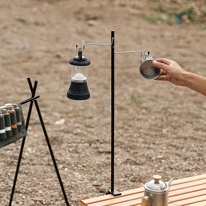 Folding Camping Lantern Stand Pole Stake Accessories, Camping Light Stand Pole Hanger Camping Equipment, Outdoor Picnic Lighting Device Gift for Men Father