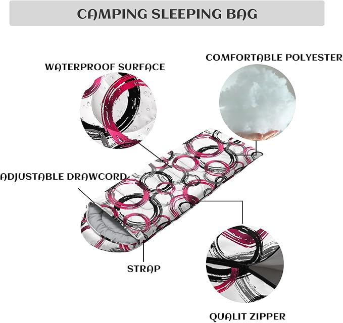 Sleeping Bags for Adults and Kids,3D Printing Camping Sleeping Bag for Girls Boys Lightweight Waterproof Cold/Warm 3-Season,Outdoor Travel with Compression Bags