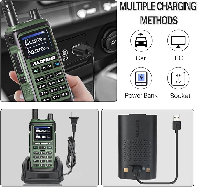 BAOFENG Ham Radios Long Range Handheld (Upgraded of UV-5R) UV-17M Walkie Talkies with Extra 2500mAh Battery,NOAA Weather Receiver,Frequency Copy, Type-C Charger,999CH Two Way Radio for Camping Hunting
