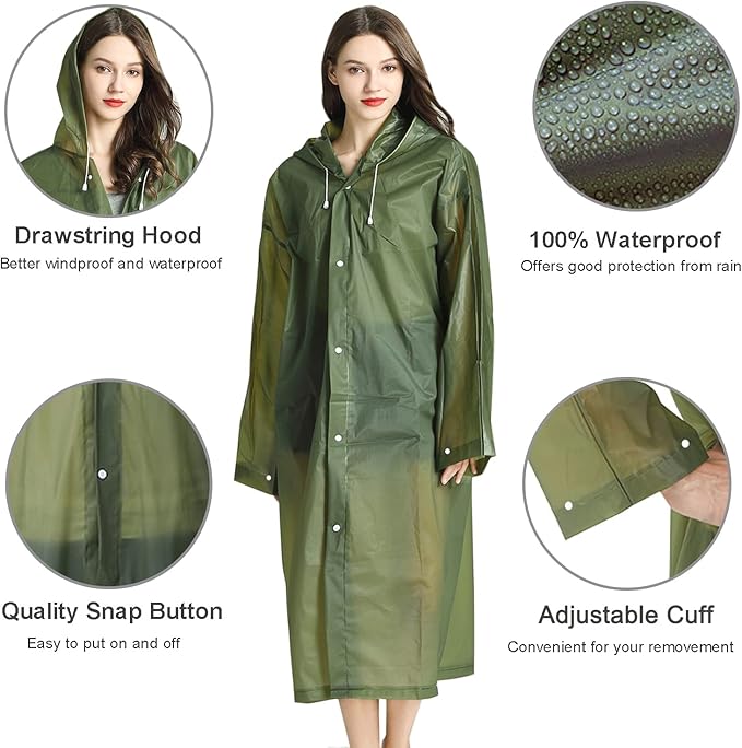 Rain Ponchos Raincoats for Adults Women Men, Reusable 2 Pack Rain Jacket Coats with Hood for Family Disney Camping Hiking