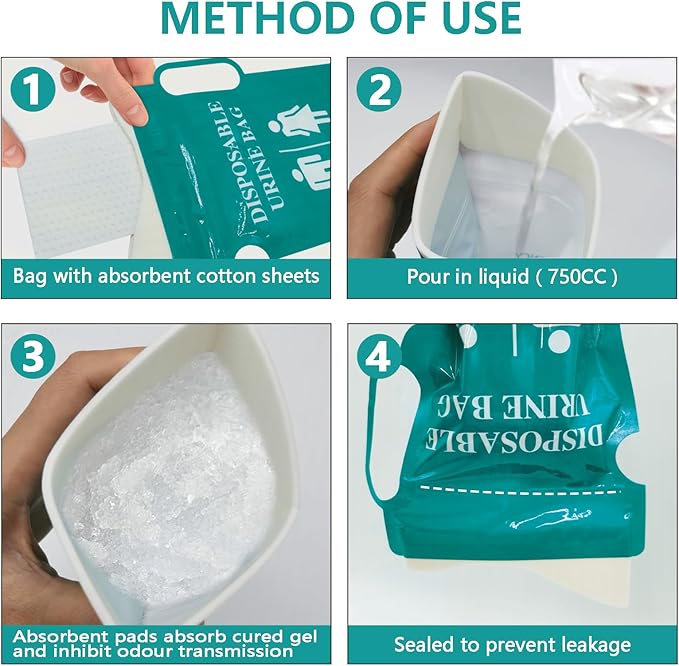 Emergency Portable Urine Bag, 12/24 PCS Travel Urinal Bag for Women/Men, 800ML Disposable Urine Bag Suitable Pee Bags for Travel for Camping, Traffic Jams, Pregnant Women, Children, Patients