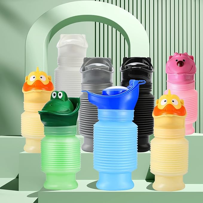 Scalable Emergency Urinal, 2 Pack 750ml Portable Toilet for Car, Portable Mini Outdoor Camping Travel Shrinkable Personal Mobile Toilet Potty Pee Bottle for Kids Adult